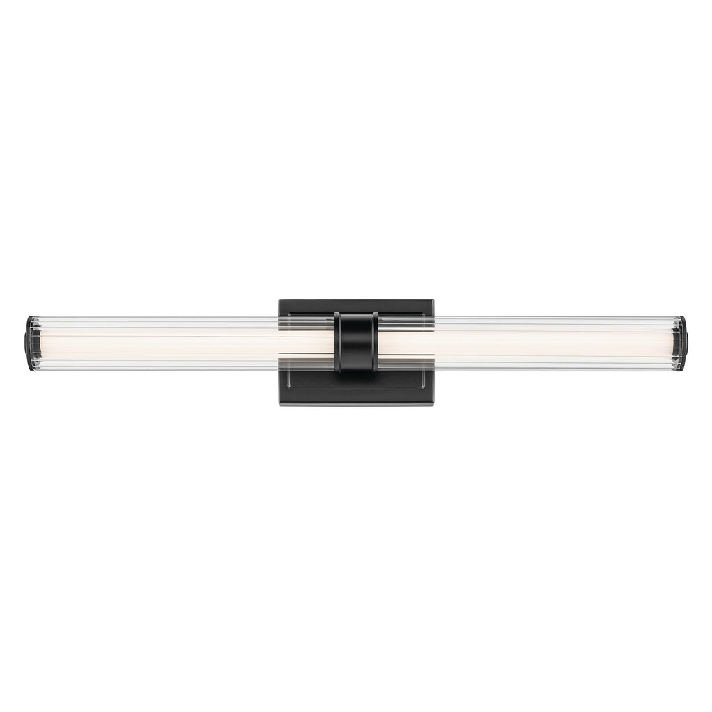KICHLER 55197BKLED Laurene 31" Linear Bath Bar Large Led With Clear Fluted Glass In Black