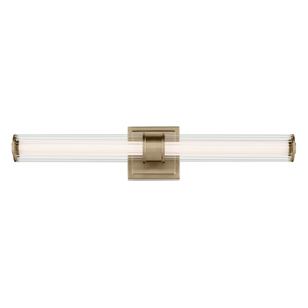 KICHLER 55196CPZLED Laurene 26.5" Linear Bath Bar Medium Led With Clear Fluted Glass In Champagne Bronze
