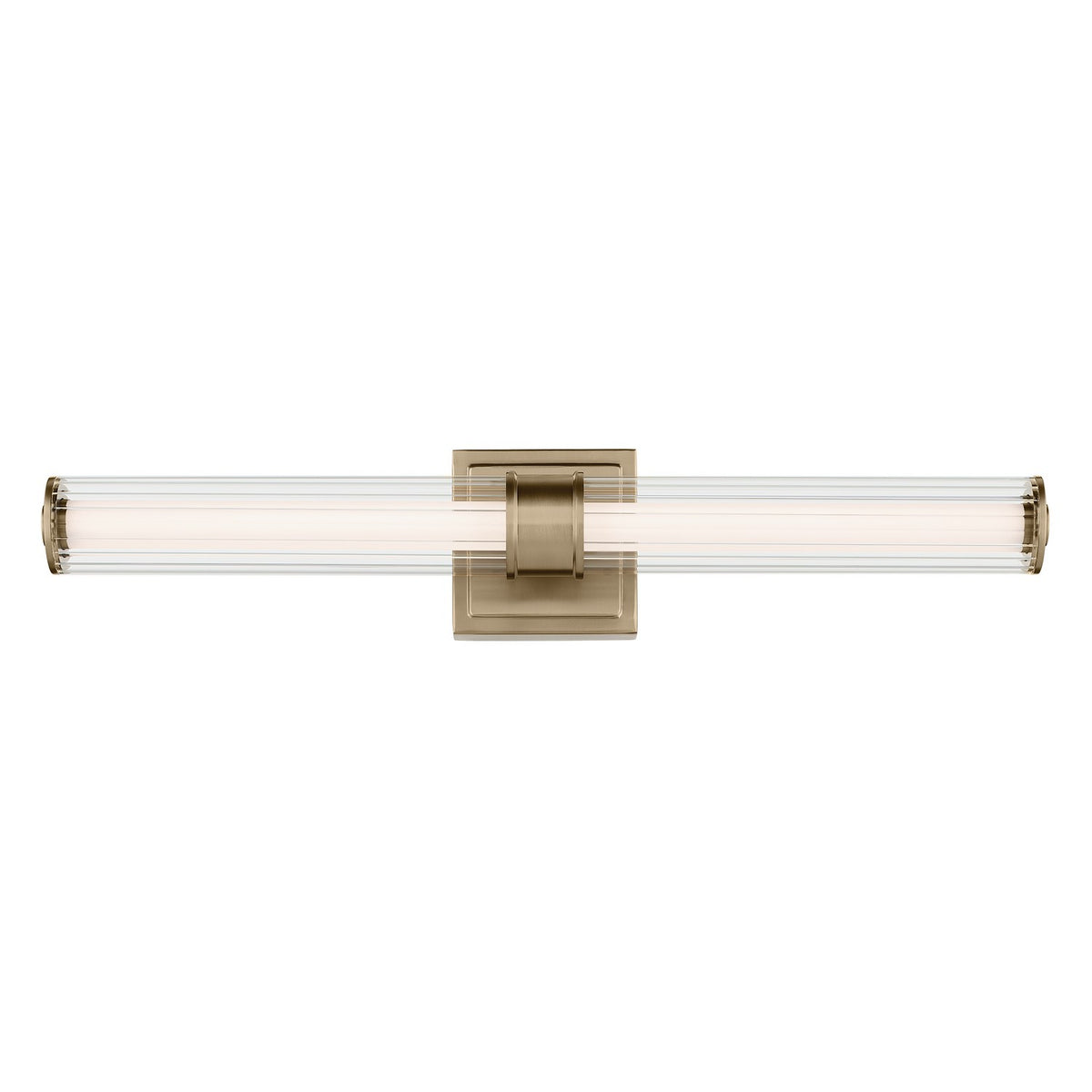 KICHLER 55196CPZLED Laurene 26.5" Linear Bath Bar Medium Led With Clear Fluted Glass In Champagne Bronze