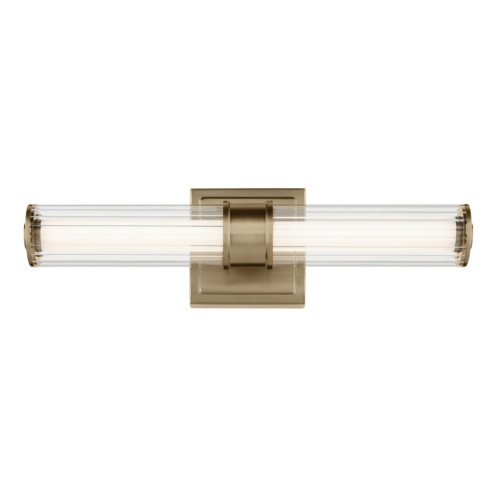 KICHLER 55195CPZLED Laurene 18.5" Linear Bath Bar Small Led With Clear Fluted Glass In Champagne Bronze