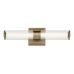 KICHLER 55195CPZLED Laurene 18.5" Linear Bath Bar Small Led With Clear Fluted Glass In Champagne Bronze
