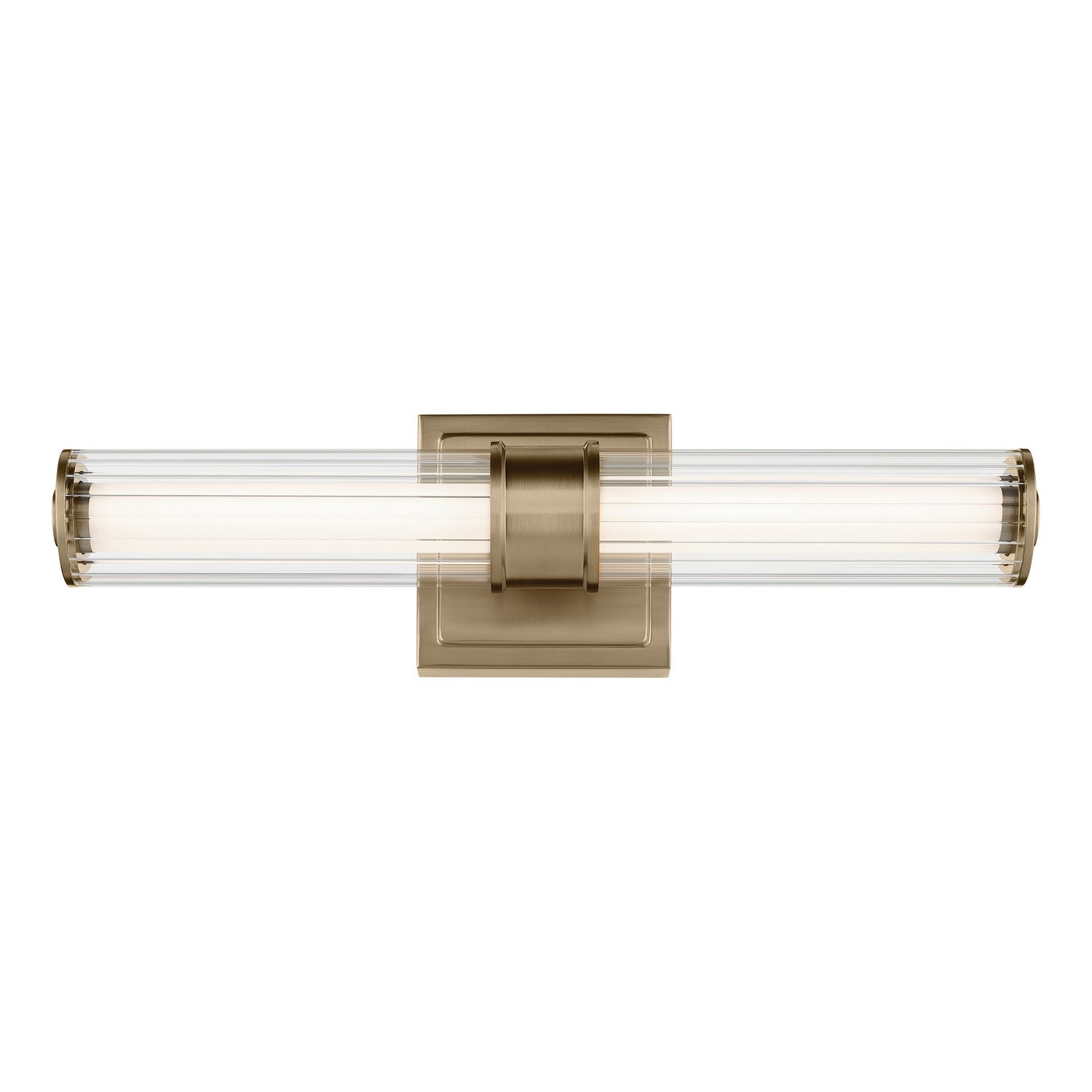 KICHLER 55195CPZLED Laurene 18.5" Linear Bath Bar Small Led With Clear Fluted Glass In Champagne Bronze