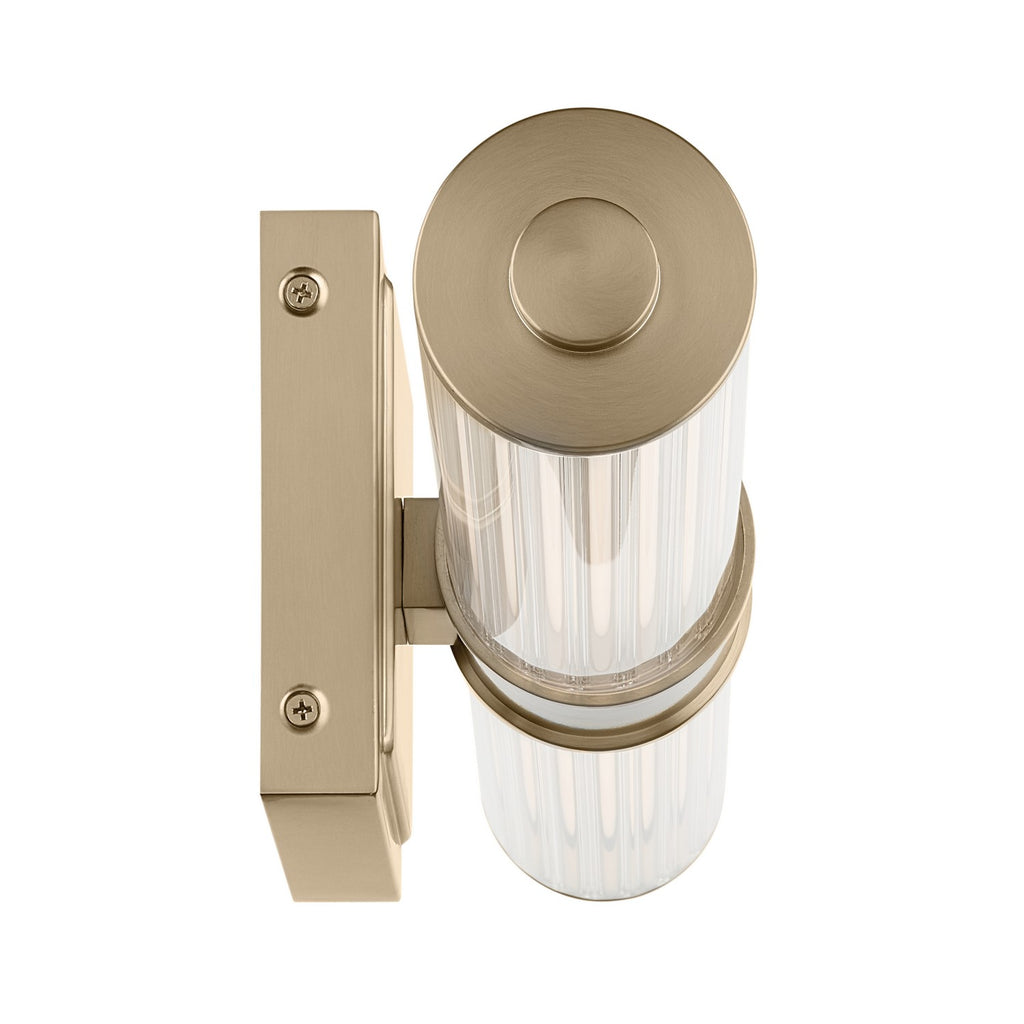 KICHLER 55195CPZLED Laurene 18.5" Linear Bath Bar Small Led With Clear Fluted Glass In Champagne Bronze