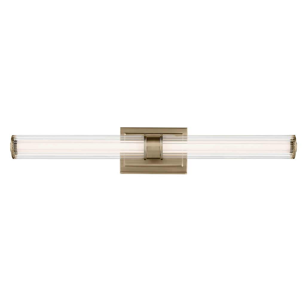 KICHLER 55197CPZLED Laurene 31" Linear Bath Bar Large Led With Clear Fluted Glass In Champagne Bronze