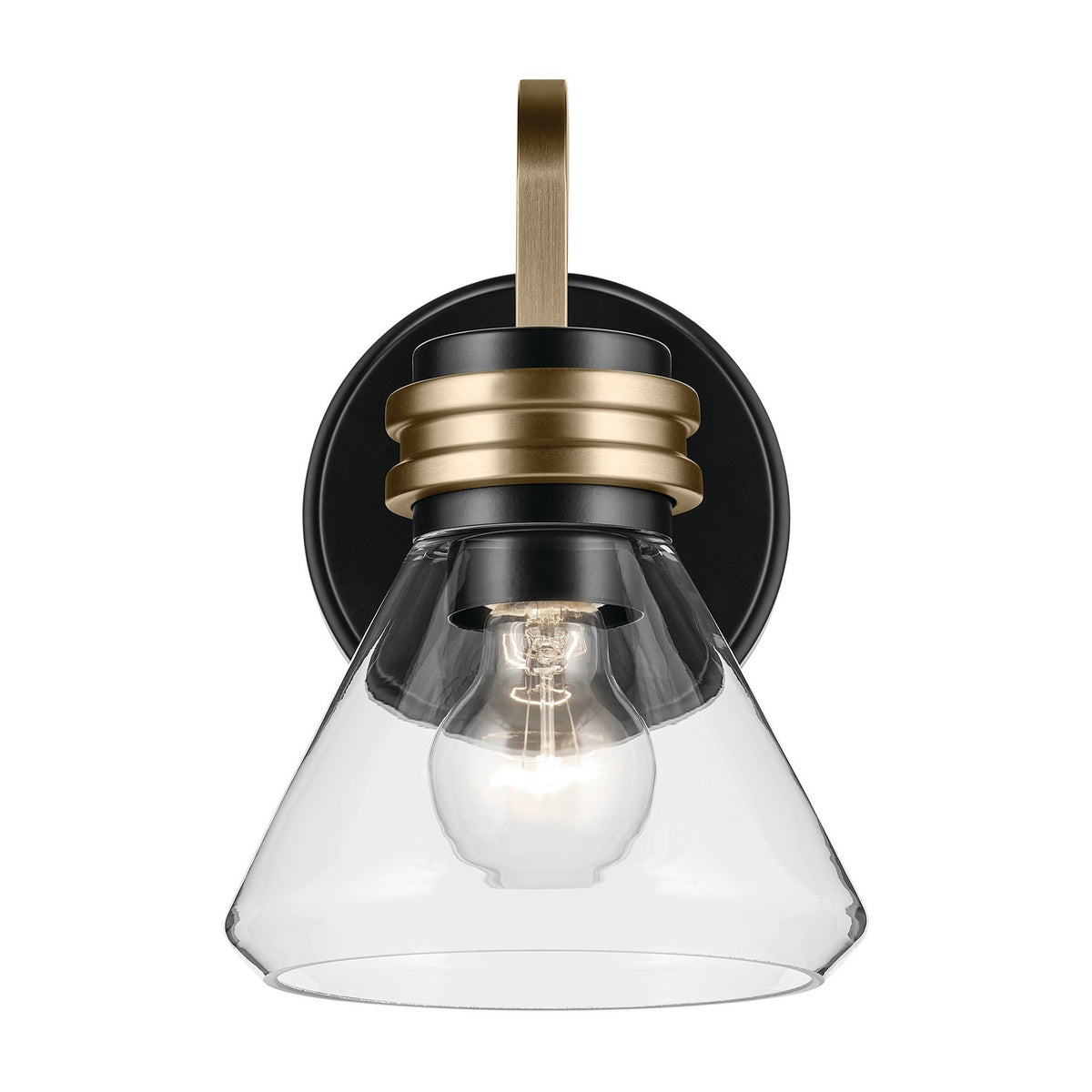 KICHLER 55153BKCLR Farum 9.5" 1-Light Wall Sconce With Clear Glass In Black