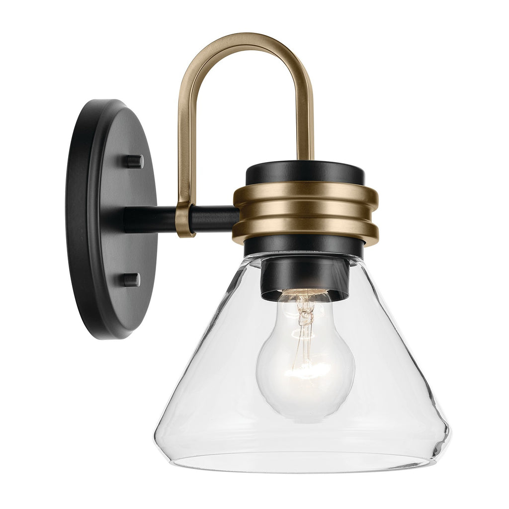 KICHLER 55153BKCLR Farum 9.5" 1-Light Wall Sconce With Clear Glass In Black