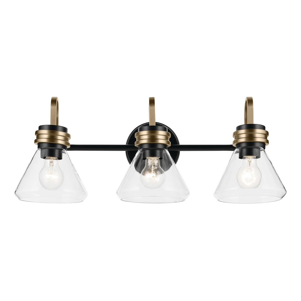 KICHLER 55155BKCLR Farum 26" 3-Light Vanity Light With Clear Glass In Black