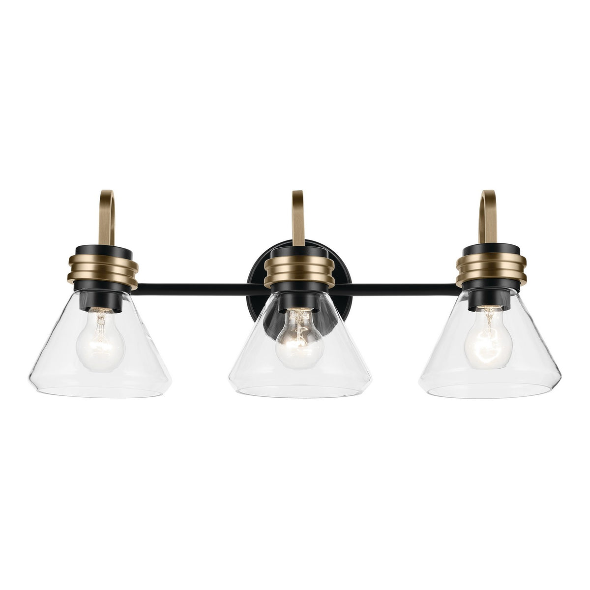 KICHLER 55155BKCLR Farum 26" 3-Light Vanity Light With Clear Glass In Black