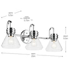 KICHLER 55155CHCLR Farum 26" 3-Light Vanity Light With Clear Glass In Chrome