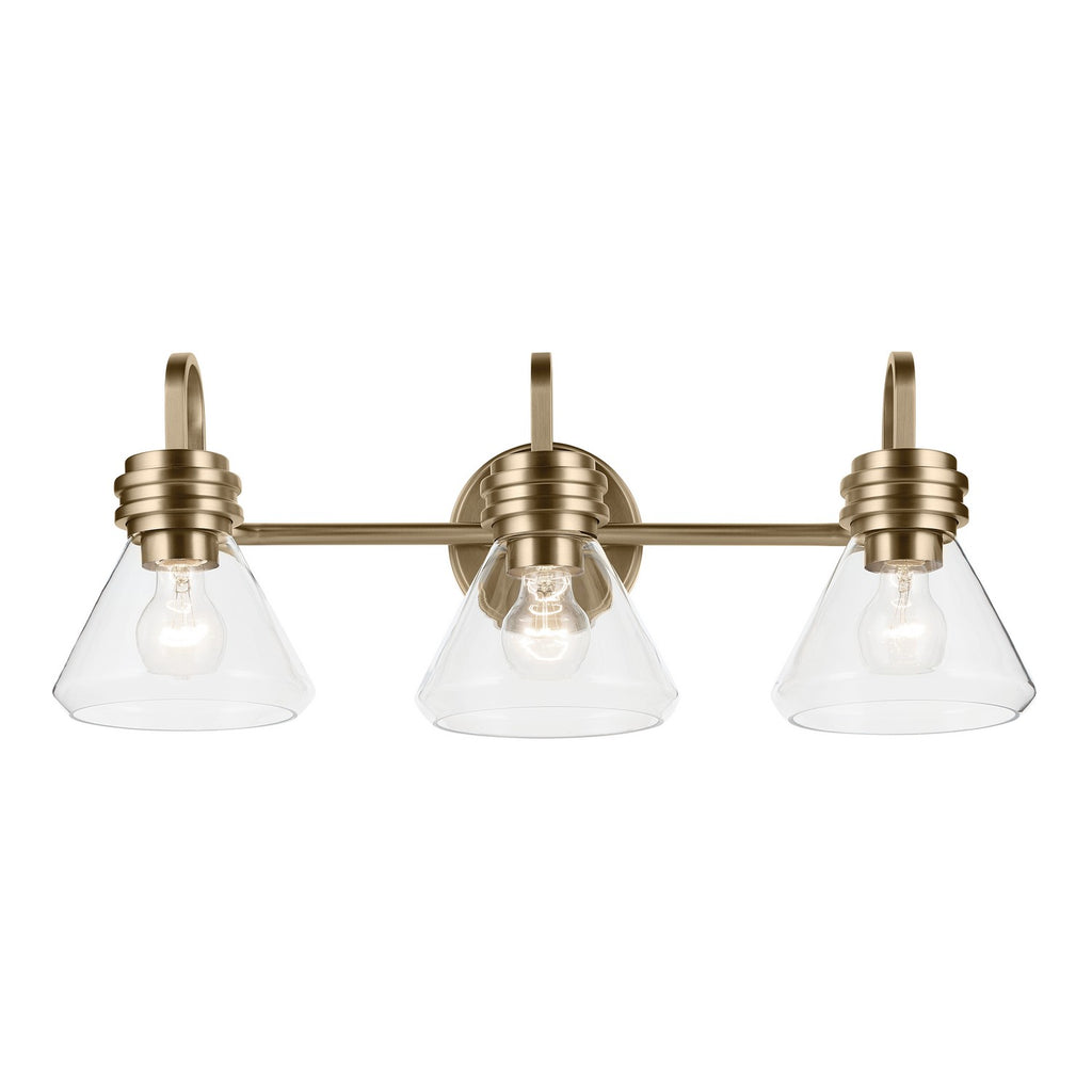 KICHLER 55155CPZCLR Farum 26" 3-Light Vanity Light With Clear Glass In Champagne Bronze