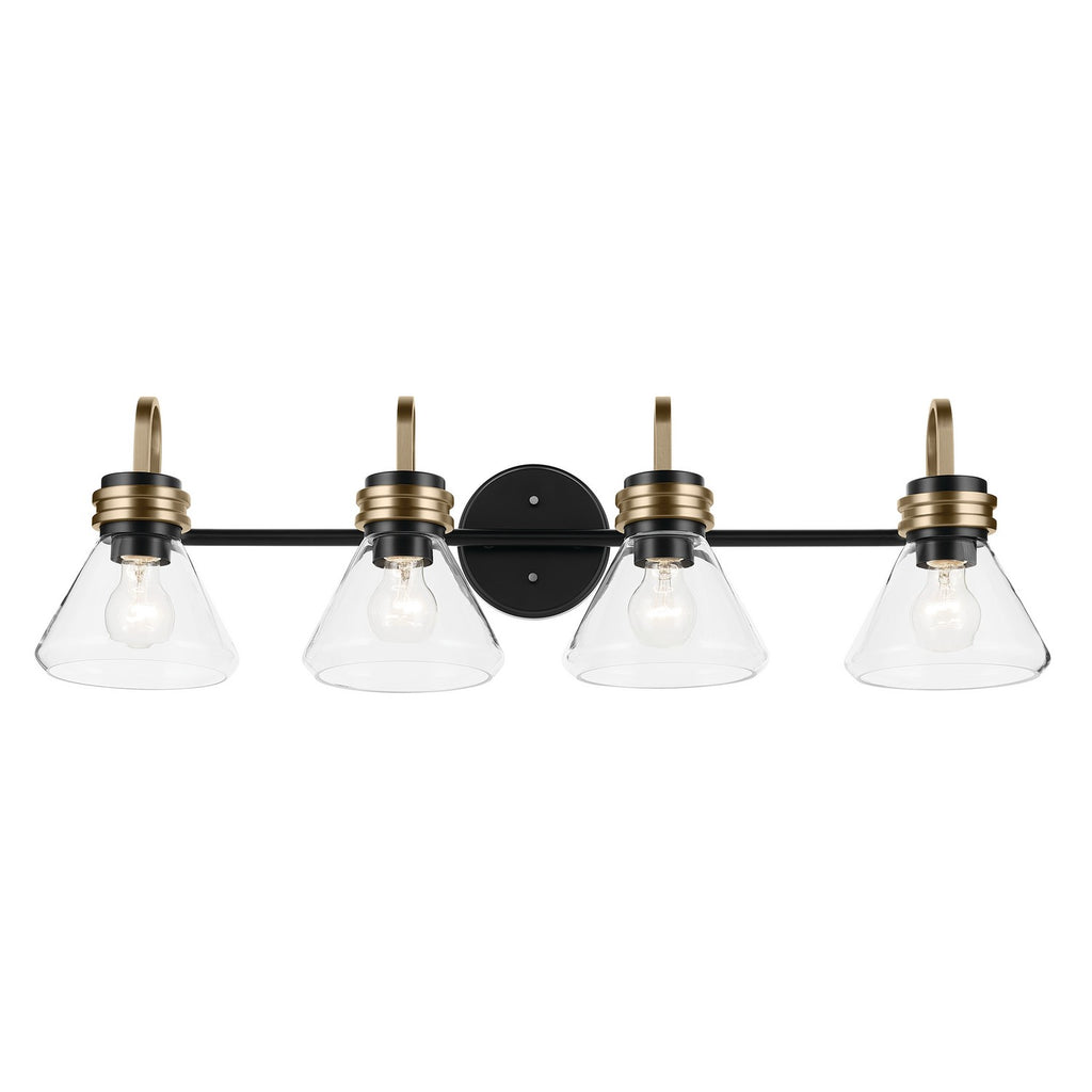KICHLER 55156BKCLR Farum 34" 4-Light Vanity Light With Clear Glass In Black