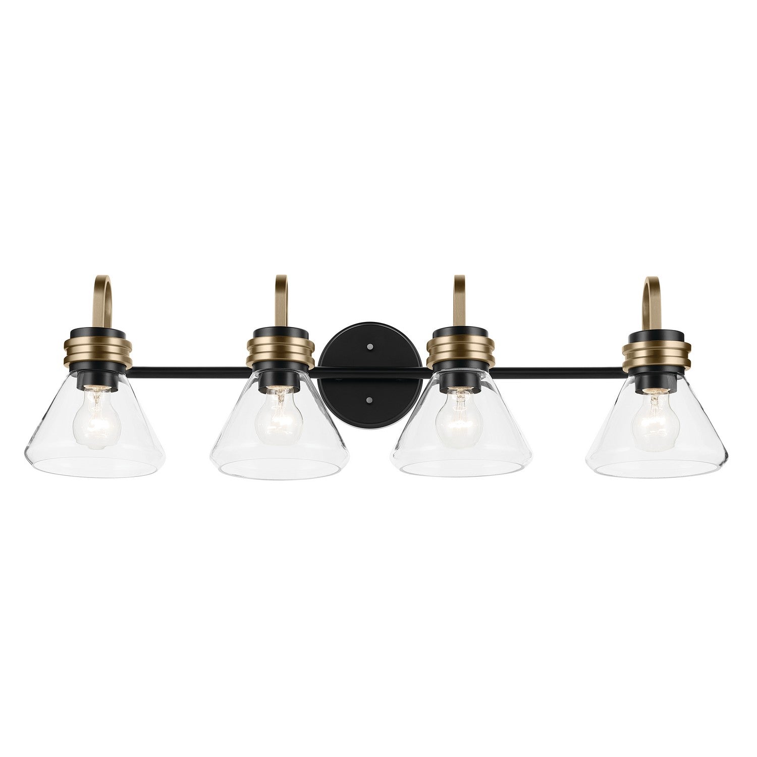 KICHLER 55156BKCLR Farum 34" 4-Light Vanity Light With Clear Glass In Black