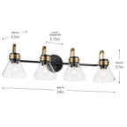 KICHLER 55156BKCLR Farum 34" 4-Light Vanity Light With Clear Glass In Black