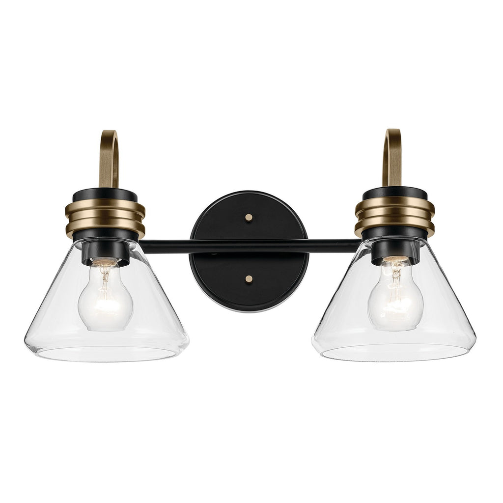 KICHLER 55154BKCLR Farum 19.25" 2-Light Vanity Light With Clear Glass In Black