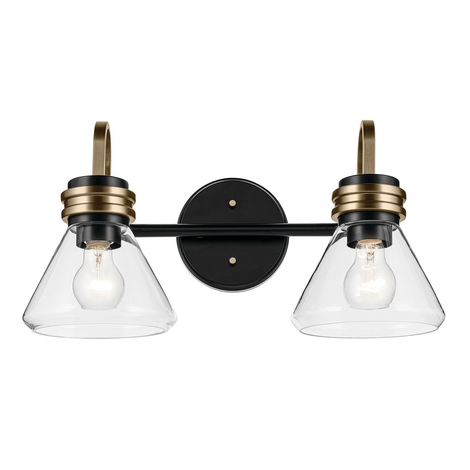 KICHLER 55154BKCLR Farum 19.25" 2-Light Vanity Light With Clear Glass In Black