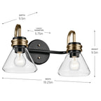 KICHLER 55154BKCLR Farum 19.25" 2-Light Vanity Light With Clear Glass In Black