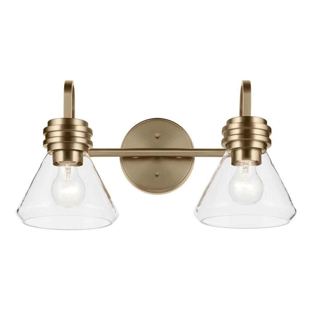 KICHLER 55154CPZCLR Farum 19.25" 2-Light Vanity Light With Clear Glass In Champagne Bronze