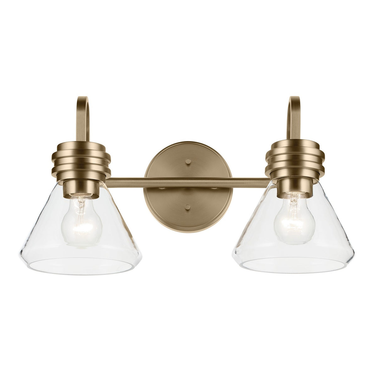 KICHLER 55154CPZCLR Farum 19.25" 2-Light Vanity Light With Clear Glass In Champagne Bronze