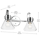 KICHLER 55154CHCLR Farum 19.25" 2-Light Vanity Light With Clear Glass In Chrome