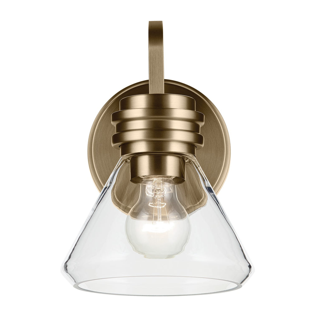 KICHLER 55153CPZCLR Farum 9.5" 1-Light Wall Sconce With Clear Glass In Champagne Bronze