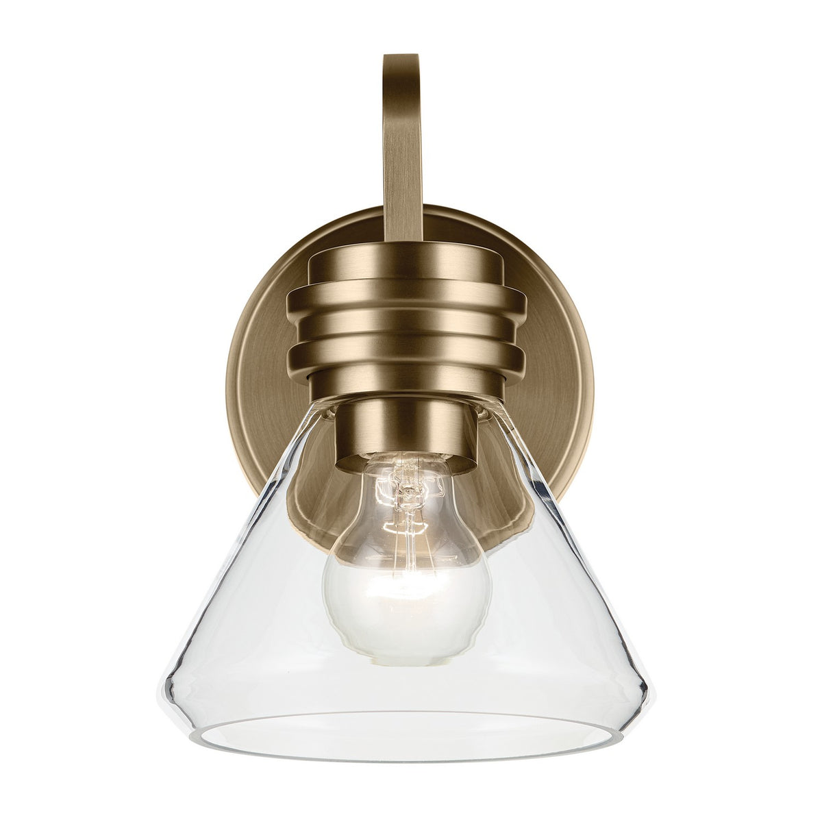 KICHLER 55153CPZCLR Farum 9.5" 1-Light Wall Sconce With Clear Glass In Champagne Bronze