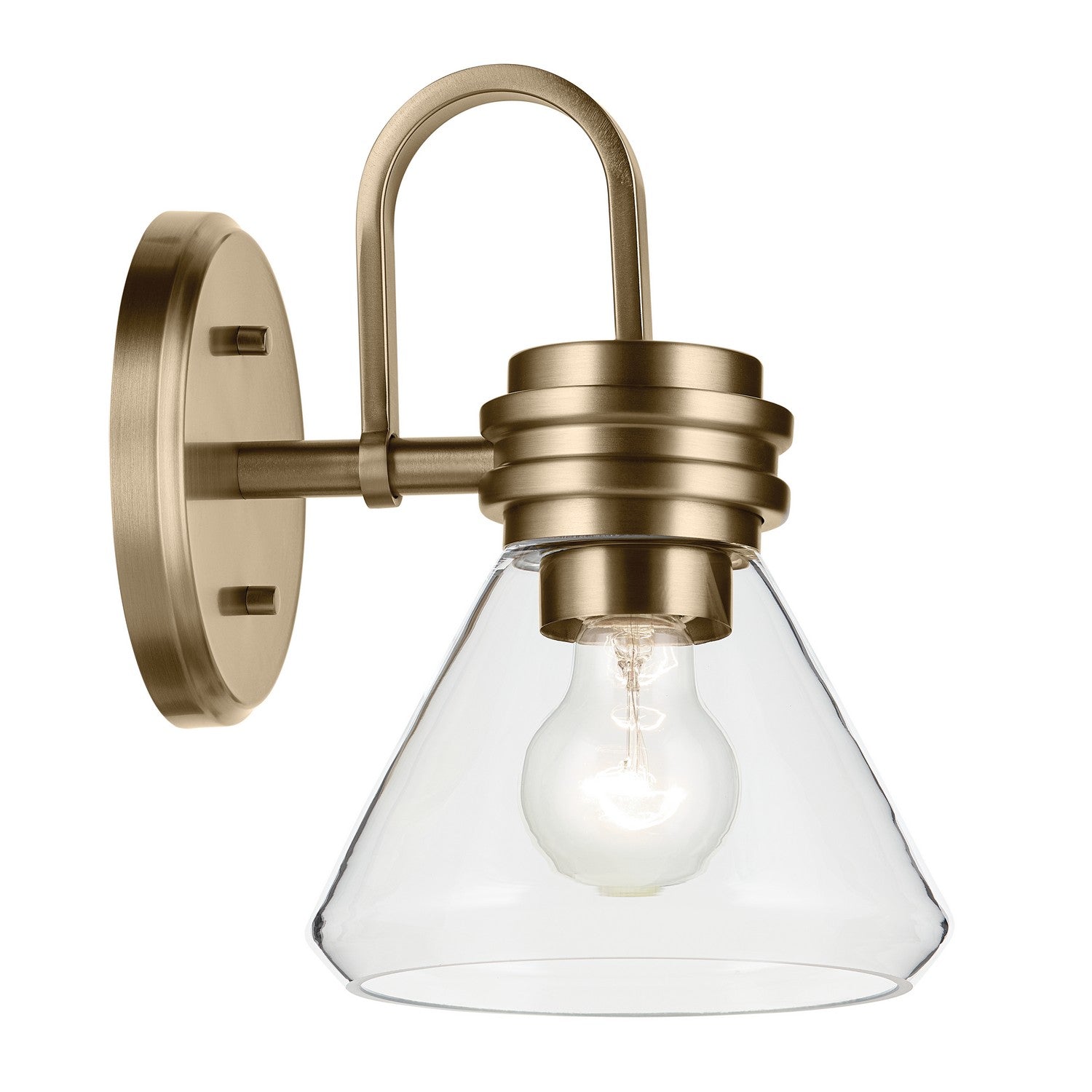 KICHLER 55153CPZCLR Farum 9.5" 1-Light Wall Sconce With Clear Glass In Champagne Bronze