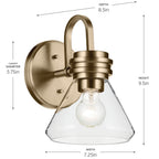 KICHLER 55153CPZCLR Farum 9.5" 1-Light Wall Sconce With Clear Glass In Champagne Bronze