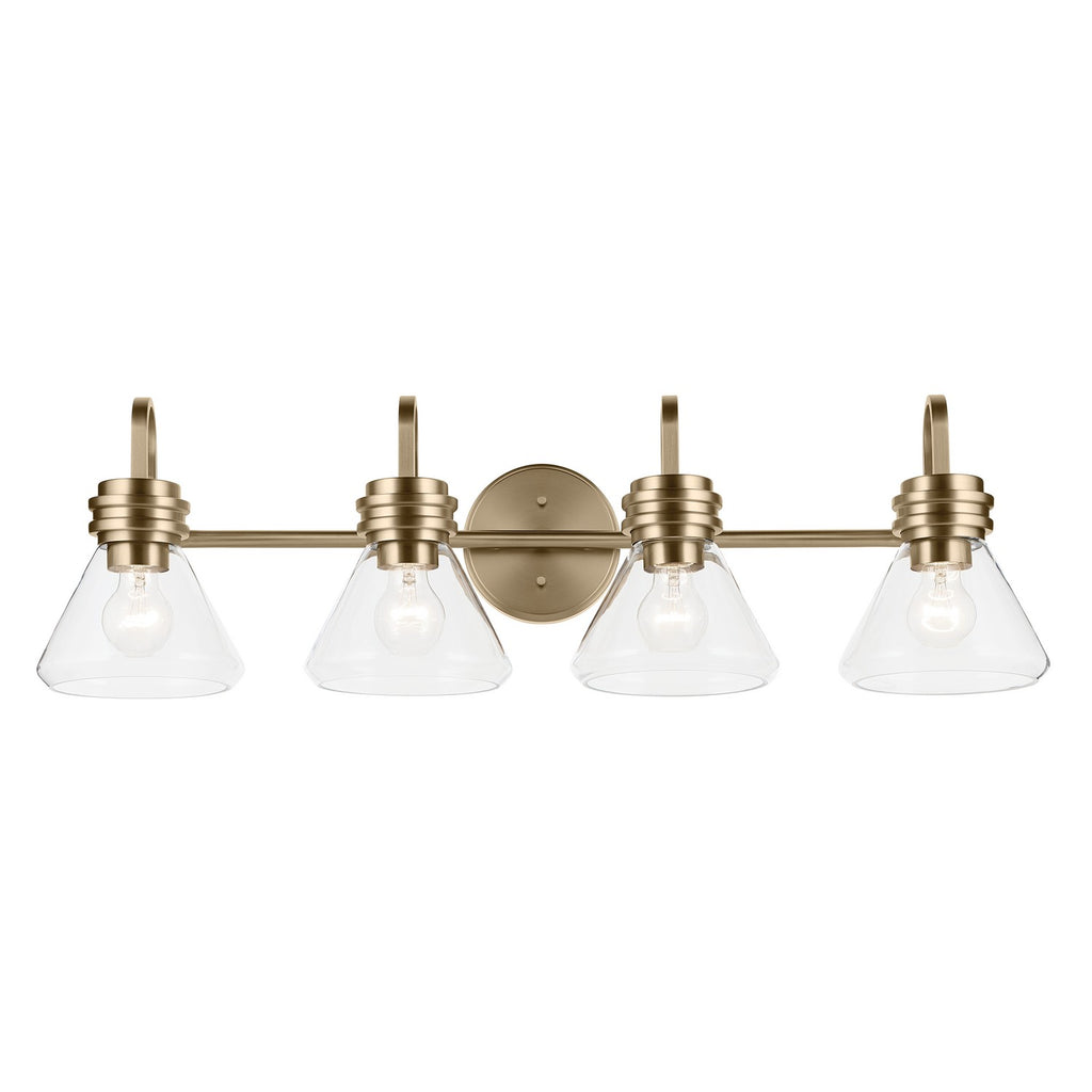 KICHLER 55156CPZCLR Farum 34" 4-Light Vanity Light With Clear Glass In Champagne Bronze