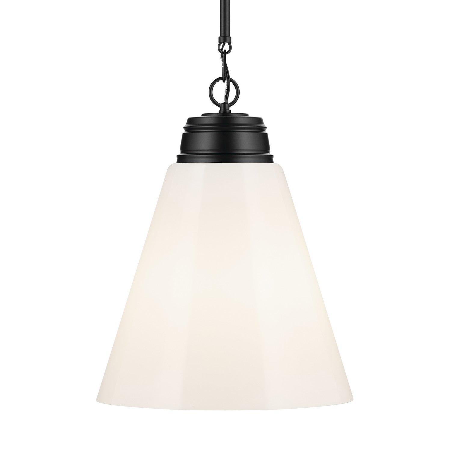 KICHLER 52662BK Marsailli 19.75" 1-Light Large Pendant With Opal Glass In Black