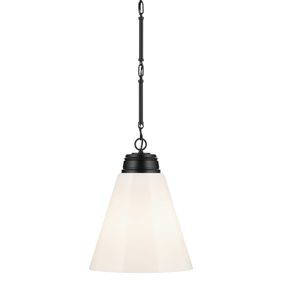 KICHLER 52662BK Marsailli 19.75" 1-Light Large Pendant With Opal Glass In Black