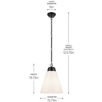 KICHLER 52662BK Marsailli 19.75" 1-Light Large Pendant With Opal Glass In Black