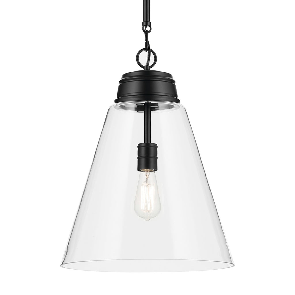 KICHLER 52662BKCLR Marsailli 19.75" 1-Light Large Pendant With Clear Glass In Black