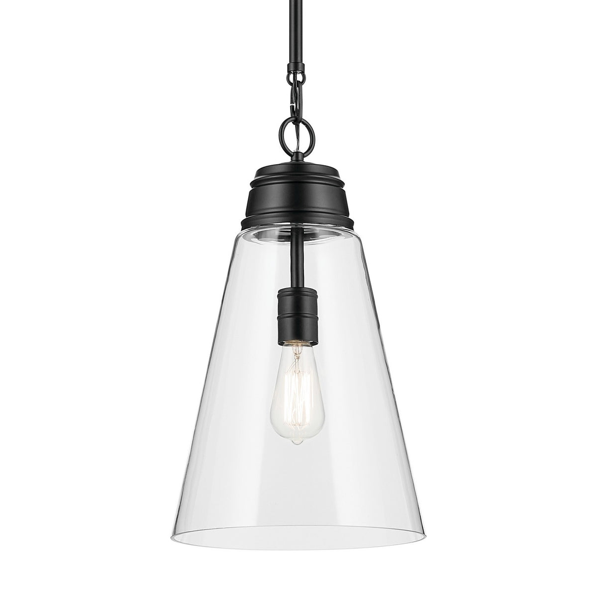 KICHLER 52661BKCLR Marsailli 19" 1-Light Medium Pendant With Clear Glass In Black