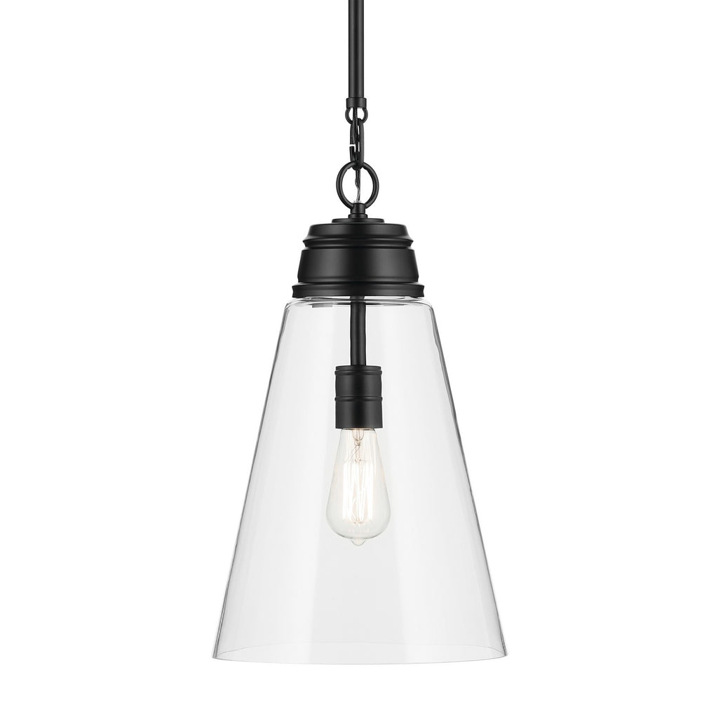 KICHLER 52661BKCLR Marsailli 19" 1-Light Medium Pendant With Clear Glass In Black