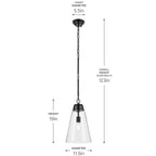 KICHLER 52661BKCLR Marsailli 19" 1-Light Medium Pendant With Clear Glass In Black