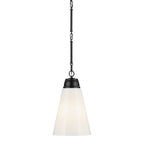 KICHLER 52661BK Marsailli 19" 1-Light Medium Pendant With Opal Glass In Black