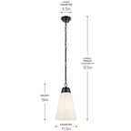 KICHLER 52661BK Marsailli 19" 1-Light Medium Pendant With Opal Glass In Black