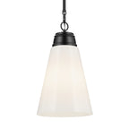 KICHLER 52661BK Marsailli 19" 1-Light Medium Pendant With Opal Glass In Black