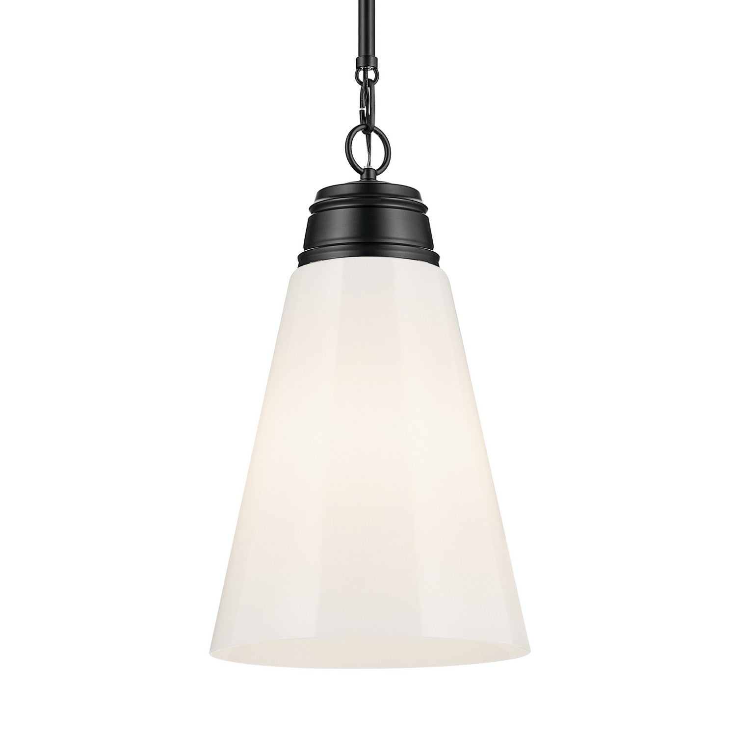 KICHLER 52661BK Marsailli 19" 1-Light Medium Pendant With Opal Glass In Black