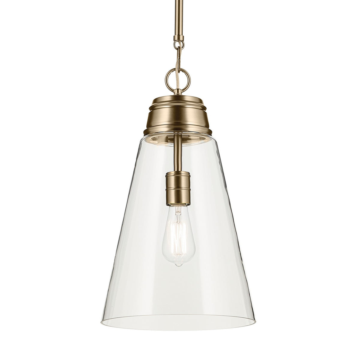 KICHLER 52661CPZCLR Marsailli 19" 1-Light Medium Pendant With Clear Glass In Champagne Bronze