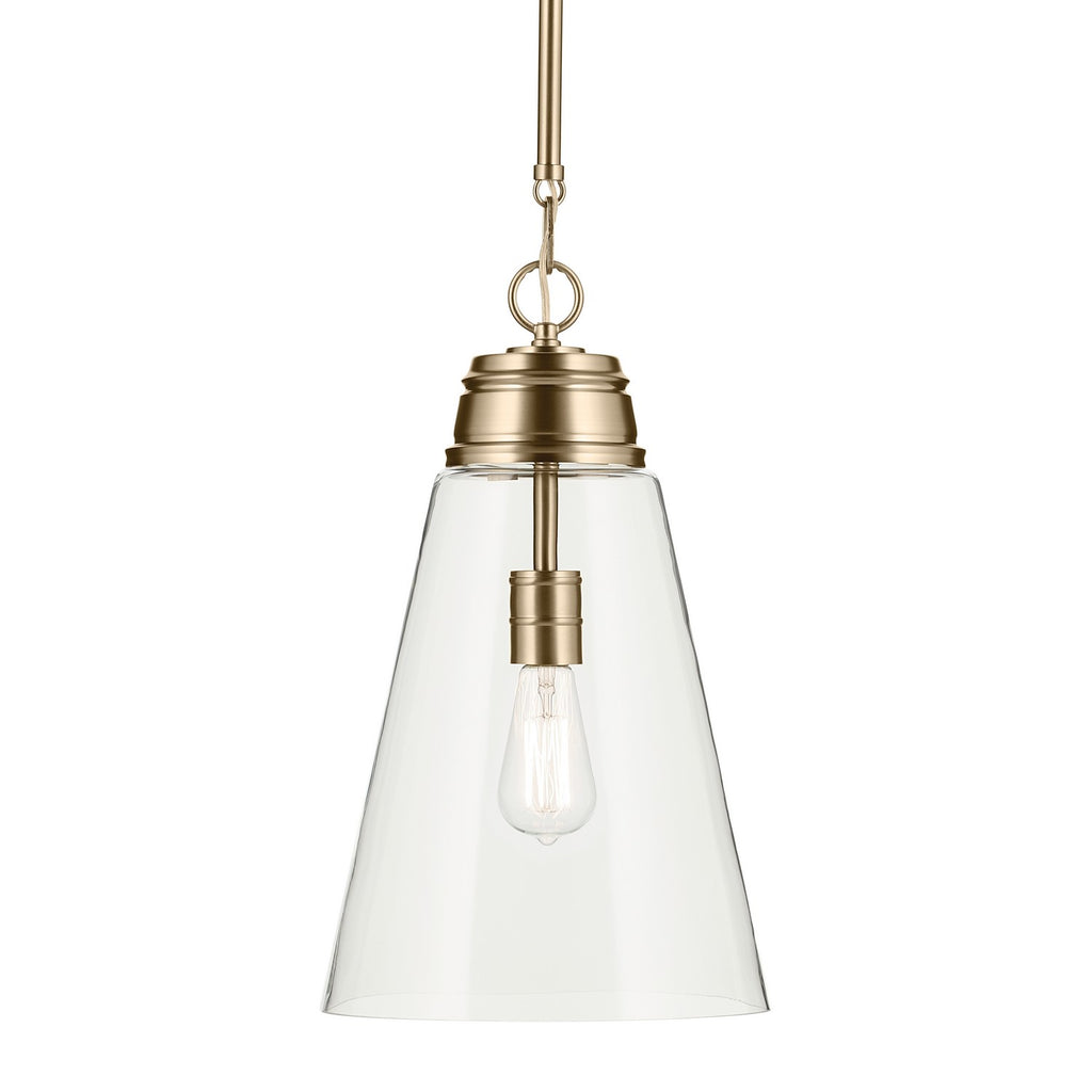 KICHLER 52661CPZCLR Marsailli 19" 1-Light Medium Pendant With Clear Glass In Champagne Bronze
