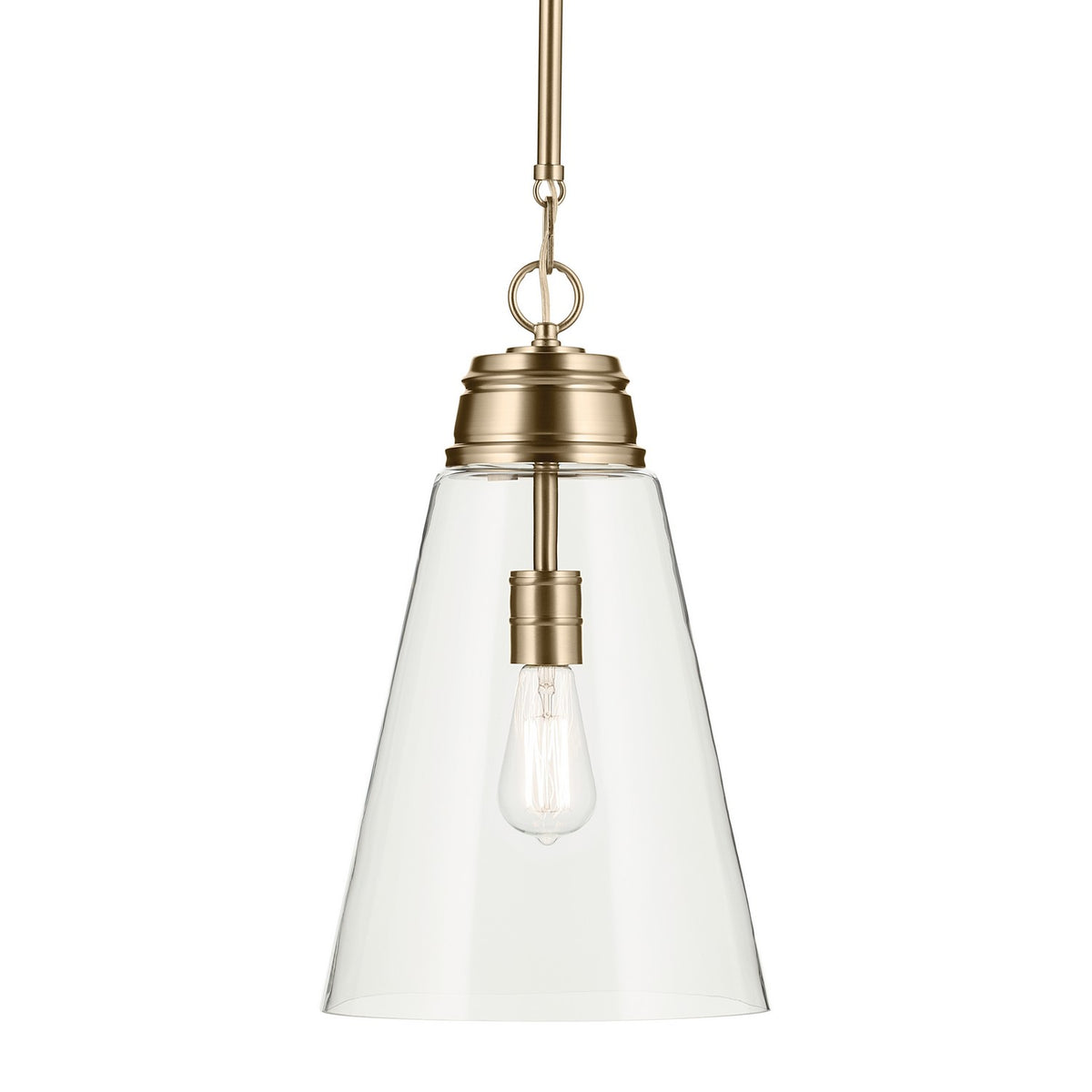 KICHLER 52661CPZCLR Marsailli 19" 1-Light Medium Pendant With Clear Glass In Champagne Bronze