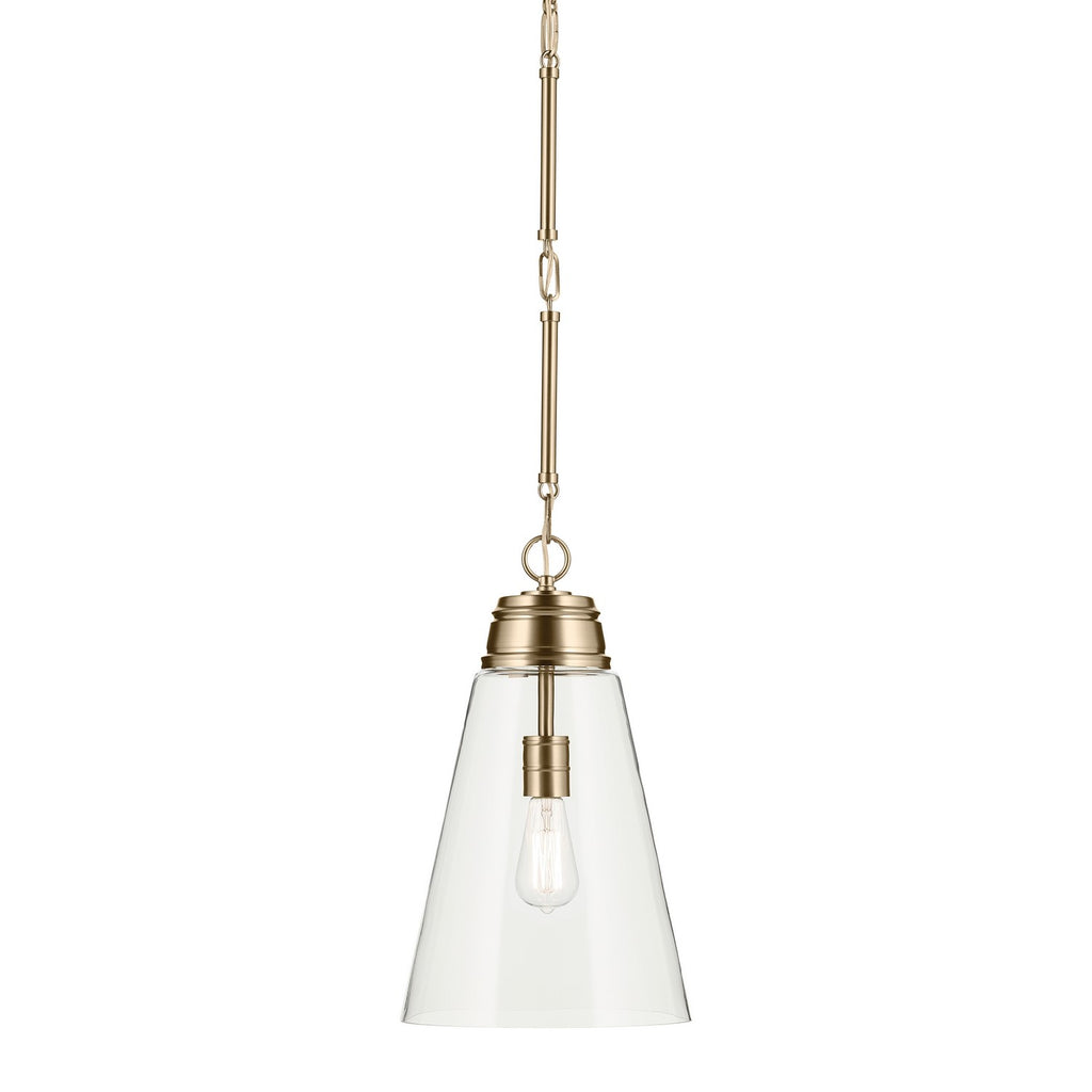 KICHLER 52661CPZCLR Marsailli 19" 1-Light Medium Pendant With Clear Glass In Champagne Bronze