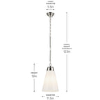 KICHLER 52661PN Marsailli 19" 1-Light Medium Pendant With Opal Glass In Brushed Nickel