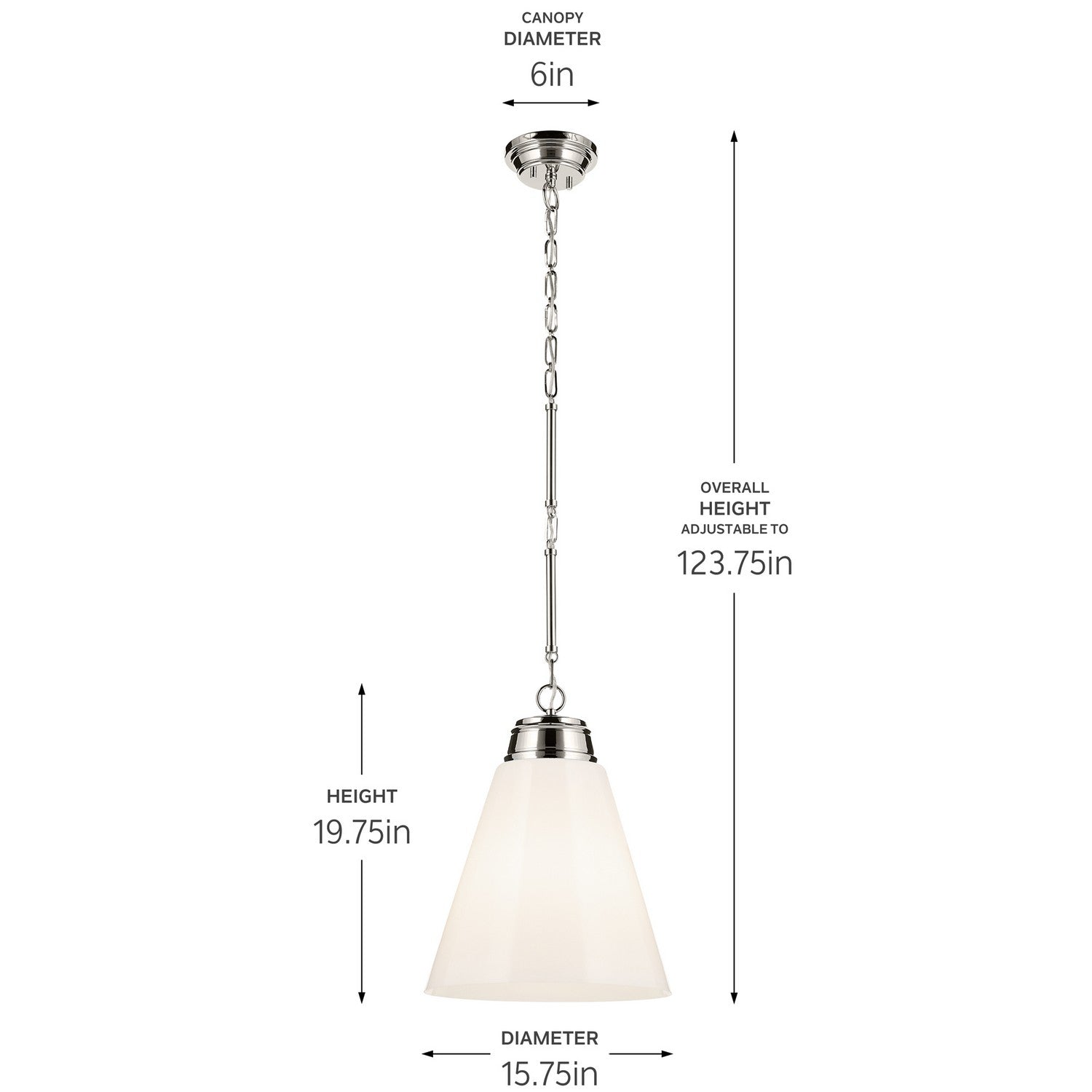KICHLER 52662PN Marsailli 19.75" 1-Light Large Pendant With Opal Glass In Brushed Nickel