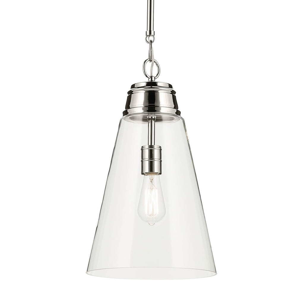 KICHLER 52661PNCLR Marsailli 19" 1-Light Medium Pendant With Clear Glass In Brushed Nickel