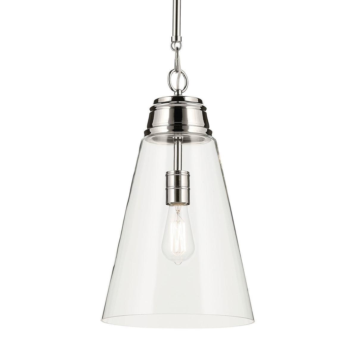 KICHLER 52661PNCLR Marsailli 19" 1-Light Medium Pendant With Clear Glass In Brushed Nickel