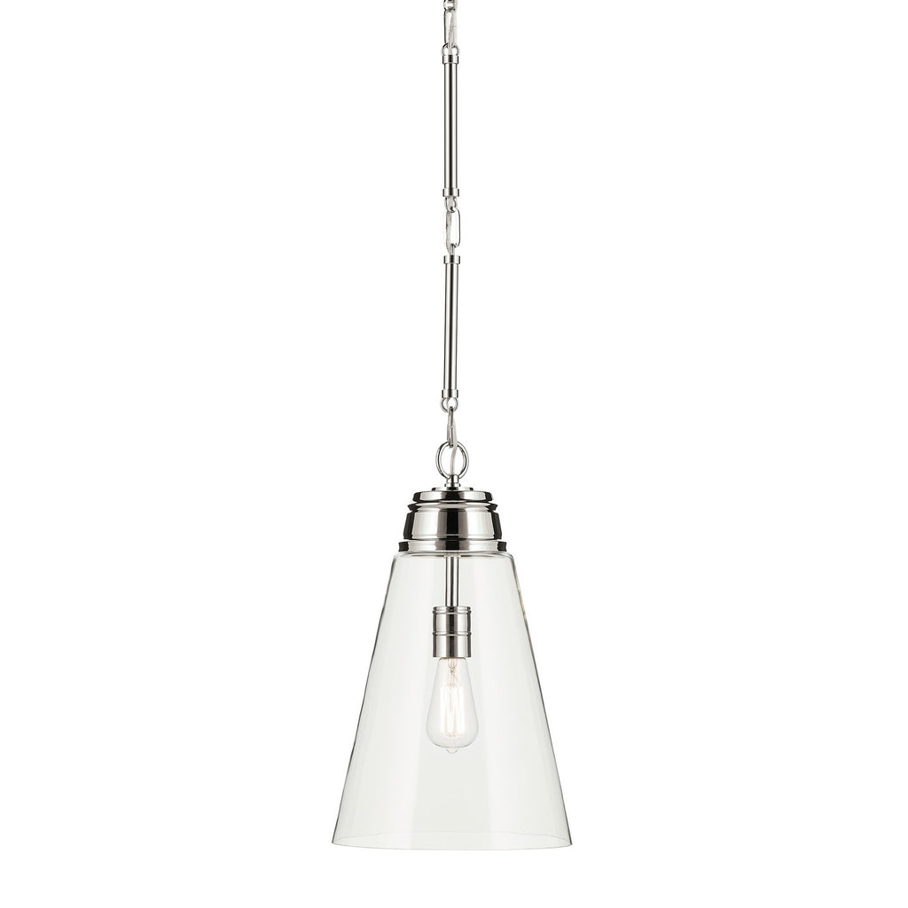 KICHLER 52661PNCLR Marsailli 19" 1-Light Medium Pendant With Clear Glass In Brushed Nickel