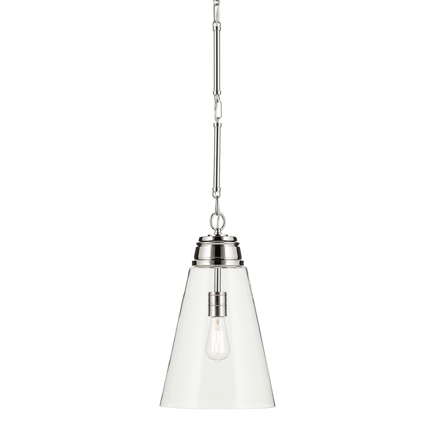 KICHLER 52661PNCLR Marsailli 19" 1-Light Medium Pendant With Clear Glass In Brushed Nickel