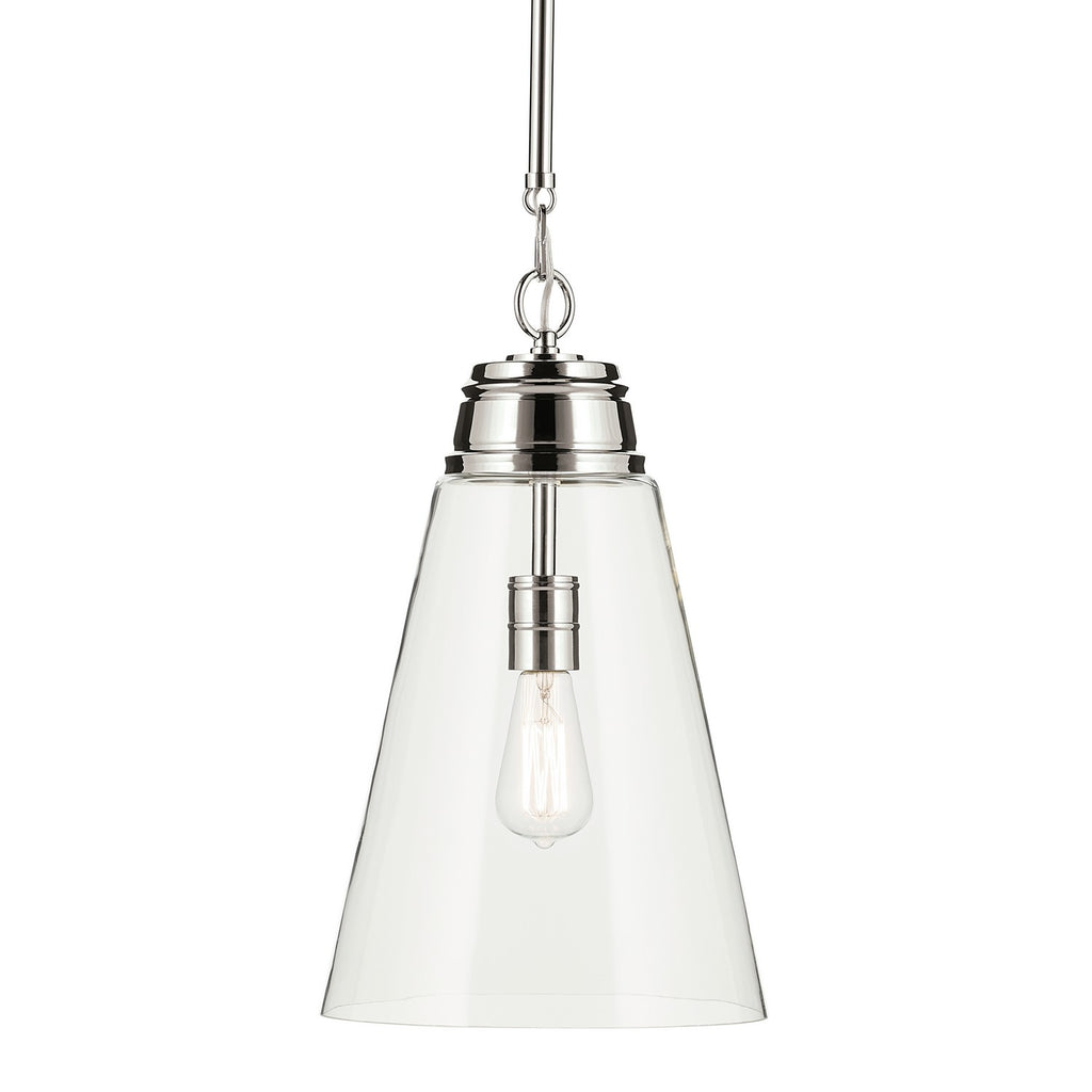 KICHLER 52661PNCLR Marsailli 19" 1-Light Medium Pendant With Clear Glass In Brushed Nickel